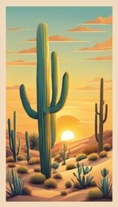 boho bohemian cactus aesthetic illustration background 4
