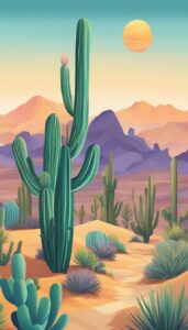 boho bohemian cactus aesthetic illustration background 5
