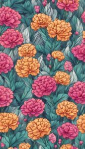 boho bohemian carnation flowers aesthetic background illustration 2