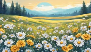 boho bohemian daisy flower aesthetic background illustration 2