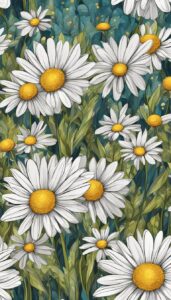 boho bohemian daisy flower aesthetic background illustration 3