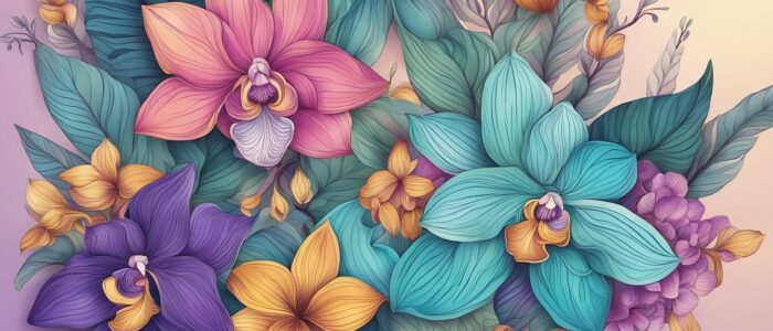 boho bohemian orchid flower aesthetic illustration background 1