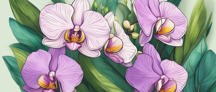 boho bohemian orchid flower aesthetic illustration background 2