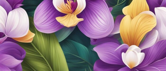 boho bohemian orchid flower aesthetic illustration background 3