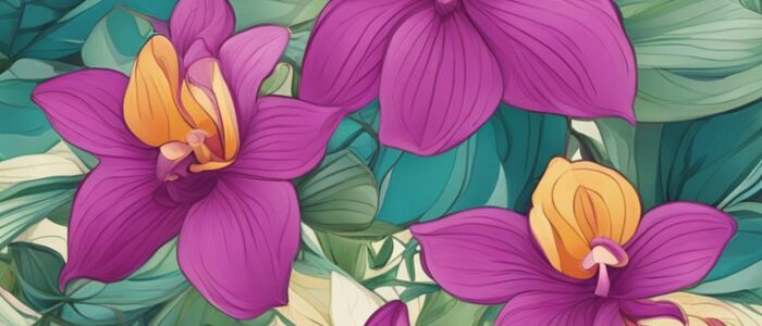 boho bohemian orchid flower aesthetic illustration background 4