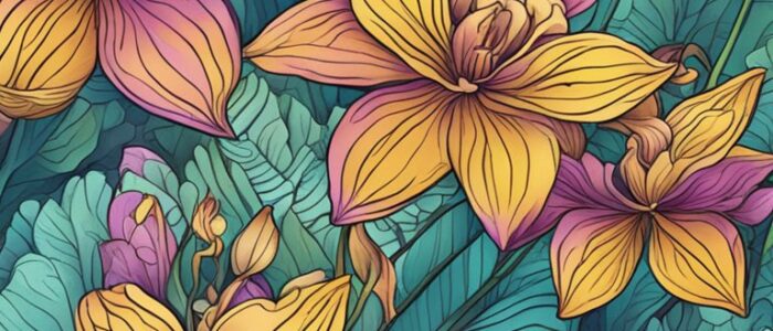 boho bohemian orchid flower aesthetic illustration background 6