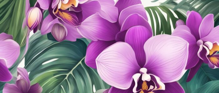 boho bohemian orchid flower aesthetic illustration background 8