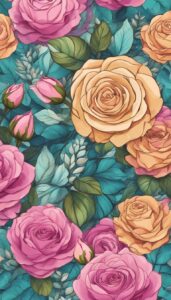 boho bohemian roses aesthetic background illustration 3