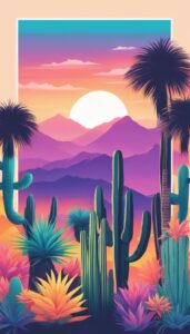 boho sunset aesthetic background wallpaper illustration 3