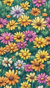 cartoon style daisy flower aesthetic background illustration 3