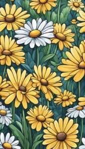 cartoon style daisy flower aesthetic background illustration 4