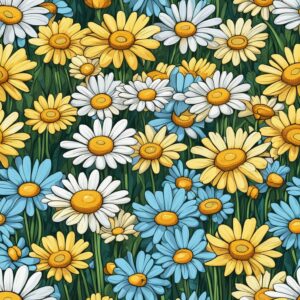 cartoon style daisy flower aesthetic background illustration 5