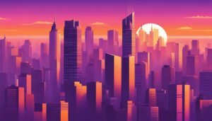 city sunset aesthetic background wallpaper illustration 1