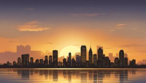 city sunset aesthetic background wallpaper illustration 2