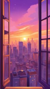 city sunset aesthetic background wallpaper illustration 3