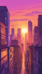 city sunset aesthetic background wallpaper illustration 4