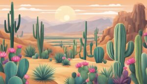 colorful cactus aesthetic illustration background 1