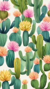 colorful cactus aesthetic illustration background 5