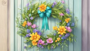 colorful spring floral wreath illustration 3