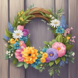 colorful spring floral wreath illustration 7