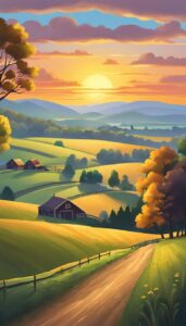 country sunset aesthetic background wallpaper illustration 3