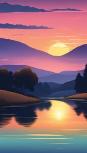 country sunset aesthetic background wallpaper illustration 4