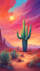 fantasy art cactus aesthetic illustration background 3