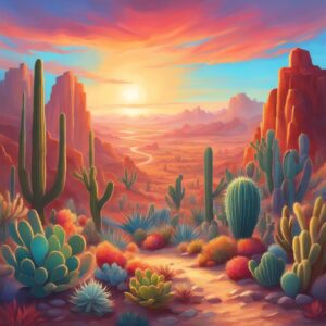 fantasy art cactus aesthetic illustration background 7