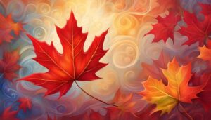 fantasy art maple leaf aesthetic background illustration 1