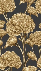 gold carnation flowers aesthetic background illustration 3