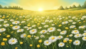 gold daisy flower aesthetic background illustration 1