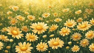 gold daisy flower aesthetic background illustration 2