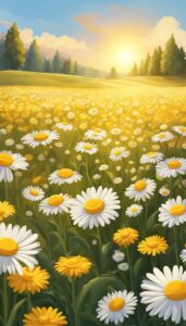 gold daisy flower aesthetic background illustration 4