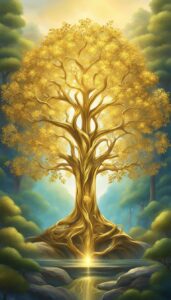 gold tree of life aesthetic background illustration 3