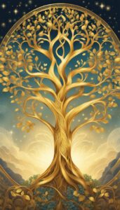 gold tree of life aesthetic background illustration 4