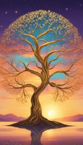 gold tree of life aesthetic background illustration 5