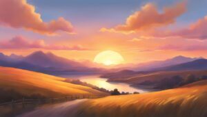 golden sunset aesthetic background wallpaper illustration 1