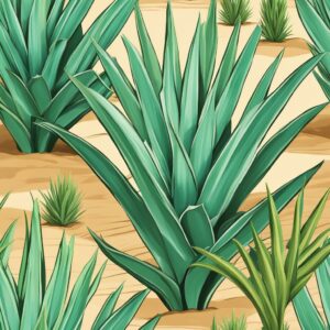 green aloe vera plants aesthetic illustration background 6