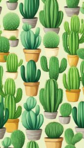 green cactus aesthetic illustration background 3