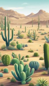 green cactus aesthetic illustration background 4
