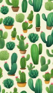 green cactus aesthetic illustration background 5
