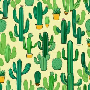 green cactus aesthetic illustration background 6
