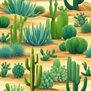 green cactus aesthetic illustration background 7