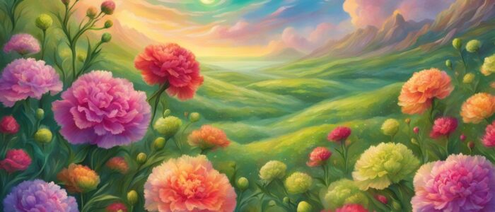 green carnation flowers aesthetic background illustration 1