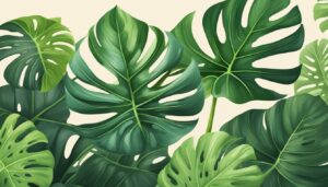 green monstera plant aesthetic illustration background 2