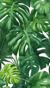 green monstera plant aesthetic illustration background 4