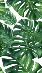green monstera plant aesthetic illustration background 5