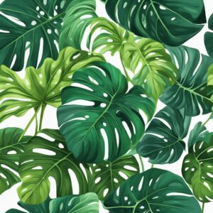 green monstera plant aesthetic illustration background 6