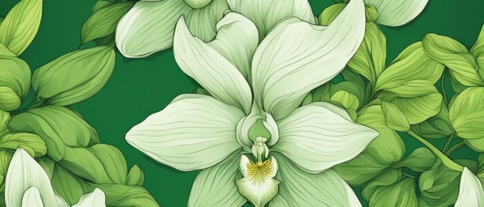 green orchid flower aesthetic illustration background 7
