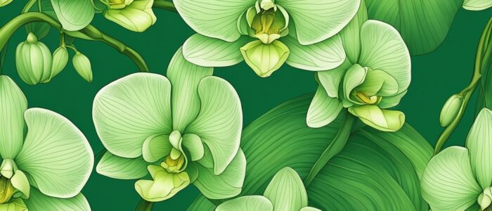 green orchid flower aesthetic illustration background 8